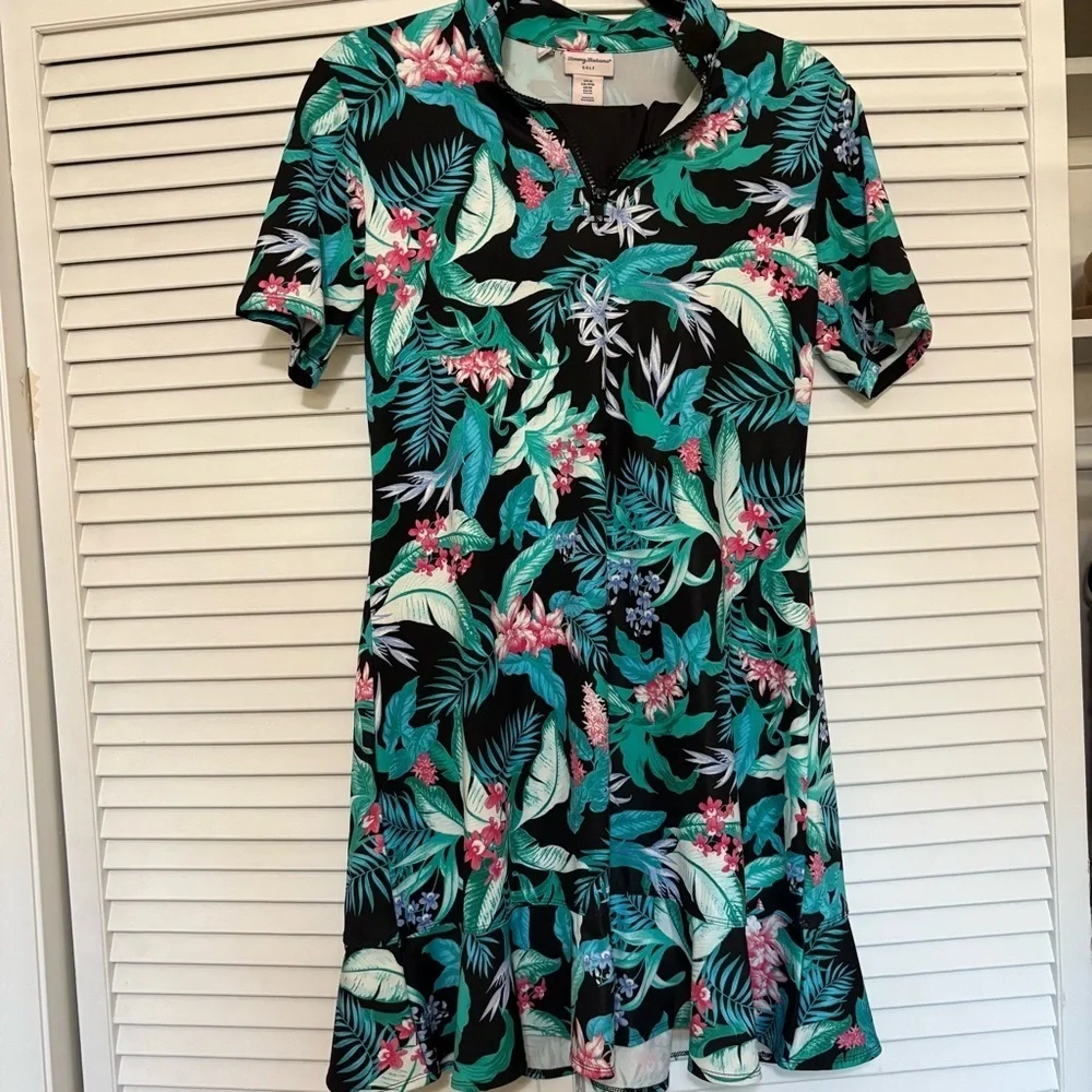 tommy bahama golf dress with shorts Tommy Bahama Golf Tennis Dress Womans Tropical Floral Print UPF 50 w Shorts  Sz L